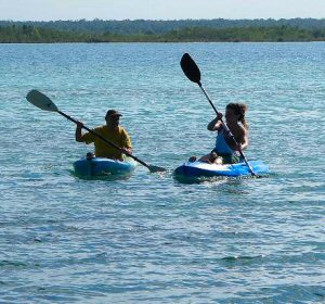 Kayaking around Bacalar Lagoon